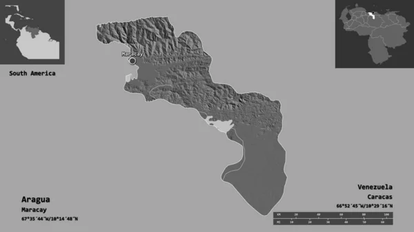Gestalt Von Aragua Dem Staat Venezuela Und Seiner Hauptstadt Entfernungsskala — Stockfoto