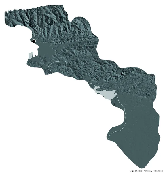 Forme Aragua État Venezuela Avec Capitale Isolée Sur Fond Blanc — Photo