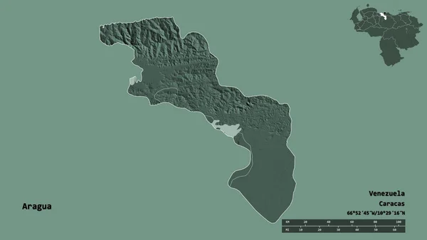 Форма Арагуа Штат Венесуэла Столицей Изолированной Прочном Фоне Дистанционный Масштаб — стоковое фото