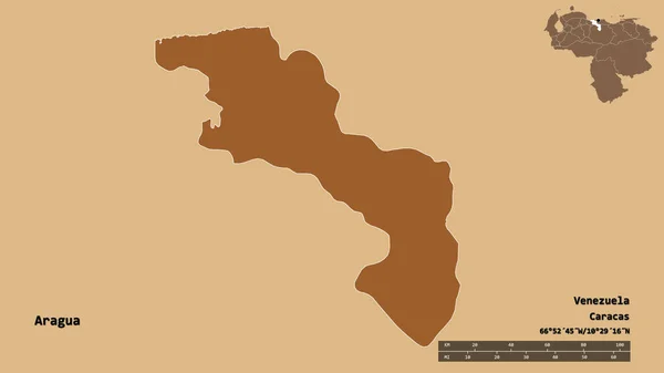 Forma Aragua Estado Venezuela Con Capital Aislada Sobre Fondo Sólido —  Fotos de Stock