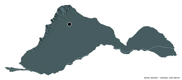 Форма Баринаса Штат Венесуэла Столицей Изолированной Белом Фоне Цветная Карта — стоковое фото