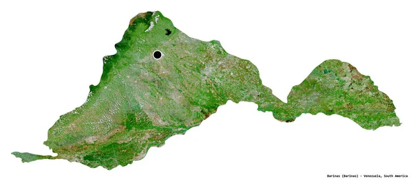 Tvar Barinas Stát Venezuela Hlavním Městem Izolovaným Bílém Pozadí Satelitní — Stock fotografie
