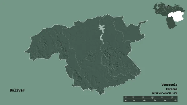 Forma Bolívar Estado Venezuela Con Capital Aislada Sobre Fondo Sólido —  Fotos de Stock