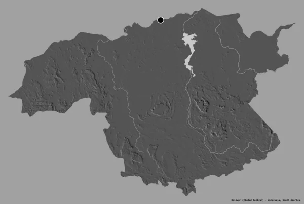 Gestalt Des Bolivar Staat Venezuela Mit Seiner Hauptstadt Isoliert Auf — Stockfoto