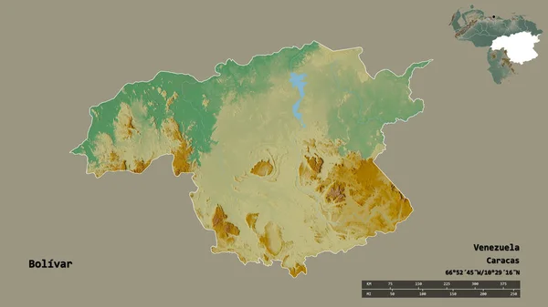 Σχήμα Μπολιβάρ Πολιτεία Της Βενεζουέλας Κεφάλαιό Της Απομονωμένο Στέρεο Υπόβαθρο — Φωτογραφία Αρχείου