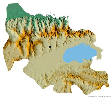 Carabobo 'nun şekli, Venezuela eyaleti, başkenti beyaz arka planda izole edilmiş. Topografik yardım haritası. 3B görüntüleme