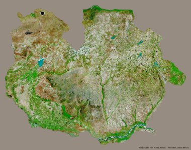 Guarico 'nun şekli, Venezuela eyaleti, başkenti katı renk arka planında izole edilmiş. Uydu görüntüleri. 3B görüntüleme