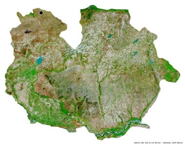 Guarico 'nun şekli, Venezuela eyaleti, başkenti beyaz arka planda izole edilmiş. Uydu görüntüleri. 3B görüntüleme
