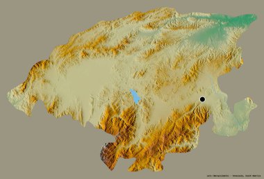 Lara 'nın şekli, Venezuela eyaleti, başkenti katı renk arka planında izole edilmiş. Topografik yardım haritası. 3B görüntüleme