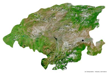 Lara 'nın şekli, Venezuela eyaleti, başkenti beyaz arka planda izole edilmiş. Uydu görüntüleri. 3B görüntüleme