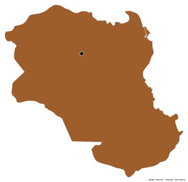 Monagas 'ın şekli, Venezuela eyaleti, başkenti beyaz arka planda izole edilmiş. Desenli dokuların bileşimi. 3B görüntüleme