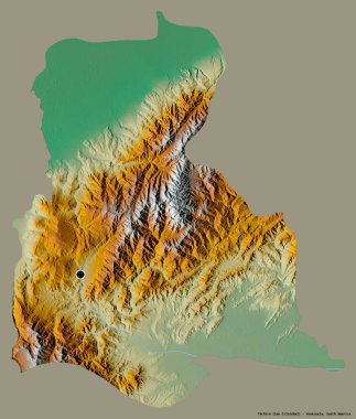Venezuela eyaleti Tachira 'nın katı renk arkaplanı ile izole edilmiş başkenti. Topografik yardım haritası. 3B görüntüleme
