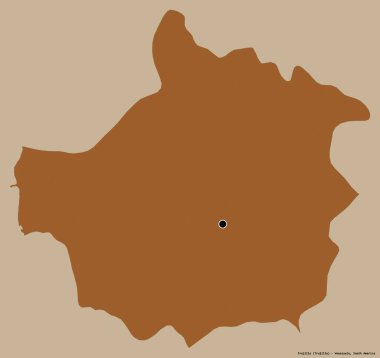 Trujillo 'nun şekli, Venezuela eyaleti, başkenti katı renk arkaplanı ile izole edilmiş. Desenli dokuların bileşimi. 3B görüntüleme