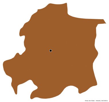 Yaracuy 'un şekli, Venezuela eyaleti, başkenti beyaz arka planda izole edilmiş. Desenli dokuların bileşimi. 3B görüntüleme