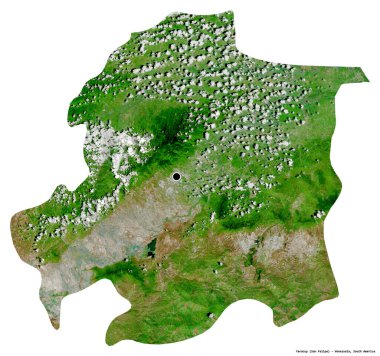 Yaracuy 'un şekli, Venezuela eyaleti, başkenti beyaz arka planda izole edilmiş. Uydu görüntüleri. 3B görüntüleme