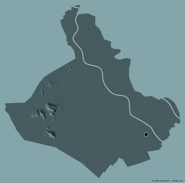 Vietnam vilayeti An Giang 'ın görüntüsü, başkenti koyu renk arka planda izole edilmiş. Renkli yükseklik haritası. 3B görüntüleme