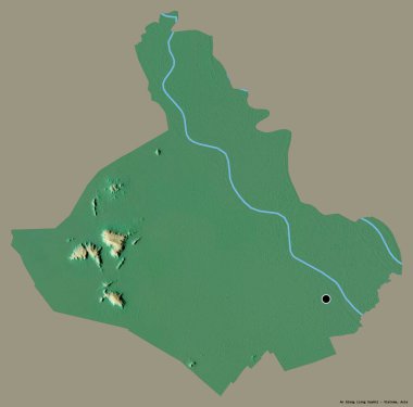Vietnam vilayeti An Giang 'ın görüntüsü, başkenti koyu renk arka planda izole edilmiş. Topografik yardım haritası. 3B görüntüleme