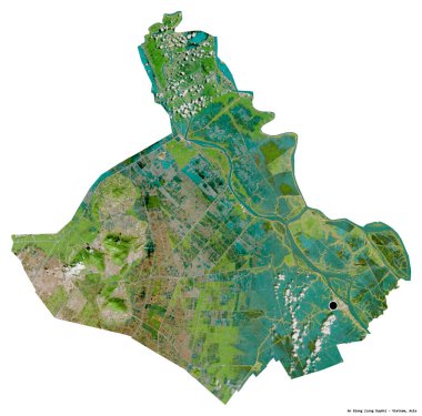 Beyaz arka planda başkenti izole edilmiş, Vietnam vilayeti An Giang 'ın sureti. Uydu görüntüleri. 3B görüntüleme