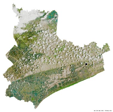 Bac Lieu, Vietnam eyaleti, başkenti beyaz arka planda izole edilmiş. Uydu görüntüleri. 3B görüntüleme