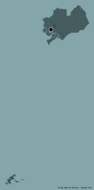 Vietnam 'ın başkenti Ba Ria-Vung Tau' nun katı renk arkaplanı ile izole edilmiş hali. Renkli yükseklik haritası. 3B görüntüleme