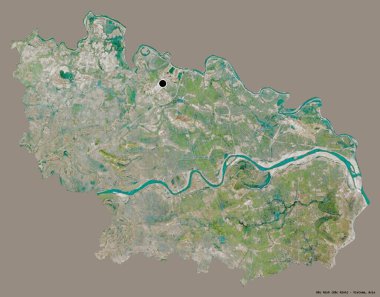 Bac Ninh 'ın şekli, Vietnam vilayeti, başkenti katı bir renk arkaplanı ile izole edilmiş. Uydu görüntüleri. 3B görüntüleme