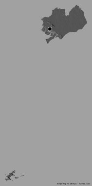 Vietnam 'ın başkenti Ba Ria-Vung Tau' nun katı renk arkaplanı ile izole edilmiş hali. Çift seviyeli yükseklik haritası. 3B görüntüleme