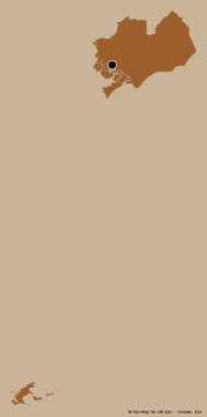 Vietnam 'ın başkenti Ba Ria-Vung Tau' nun katı renk arkaplanı ile izole edilmiş hali. Desenli dokuların bileşimi. 3B görüntüleme