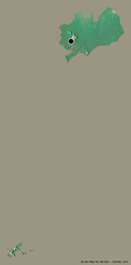 Vietnam 'ın başkenti Ba Ria-Vung Tau' nun katı renk arkaplanı ile izole edilmiş hali. Topografik yardım haritası. 3B görüntüleme