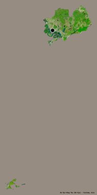 Vietnam 'ın başkenti Ba Ria-Vung Tau' nun katı renk arkaplanı ile izole edilmiş hali. Uydu görüntüleri. 3B görüntüleme