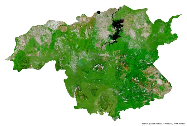 ベネズエラのボリバル州の形で 首都は白い背景に孤立しています 衛星画像 3Dレンダリング — ストック写真