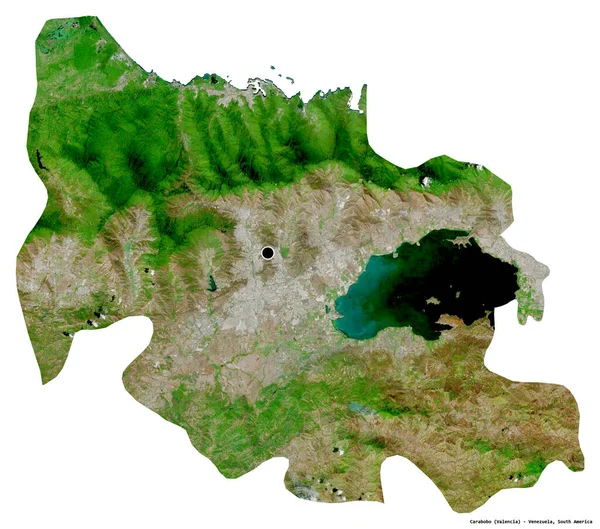 委内瑞拉国卡拉波波的形状 其首都被白色背景隔离 卫星图像 3D渲染 — 图库照片