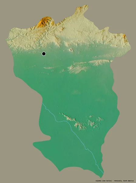 Forma Cojedes Estado Venezuela Con Capital Aislada Sobre Fondo Color — Foto de Stock