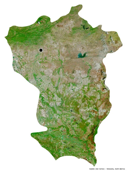 Shape Cojedes State Venezuela Its Capital Isolated White Background Satellite — Stock Photo, Image