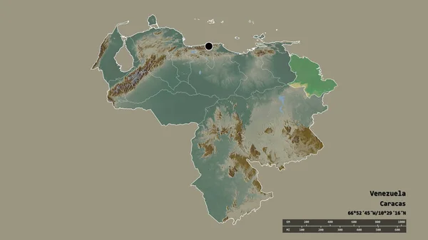Спустошена Форма Венесуели Столицею Основним Регіональним Поділом Відокремленою Територією Дельта — стокове фото