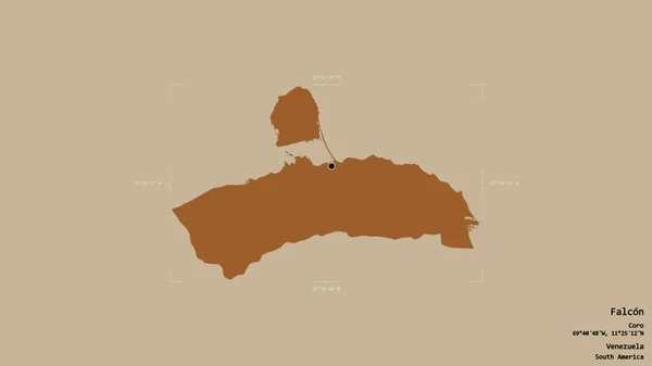 Територія Сокола Штату Венесуела Ізольована Твердому Тлі Обтічному Ящику Етикетки — стокове фото