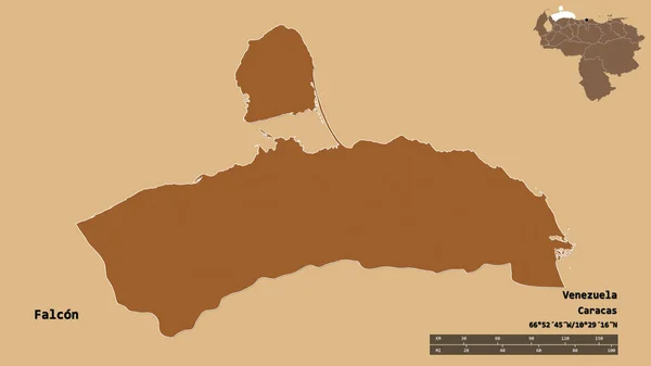 Σχήμα Falcon Πολιτεία Της Βενεζουέλας Κεφάλαιό Της Απομονωμένο Στέρεο Υπόβαθρο — Φωτογραφία Αρχείου