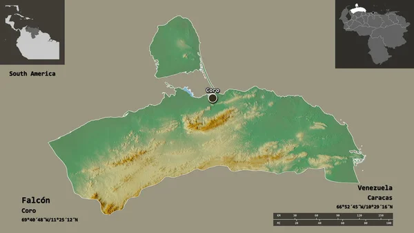 Σχήμα Falcon Πολιτεία Της Βενεζουέλας Και Την Πρωτεύουσά Της Κλίμακα — Φωτογραφία Αρχείου