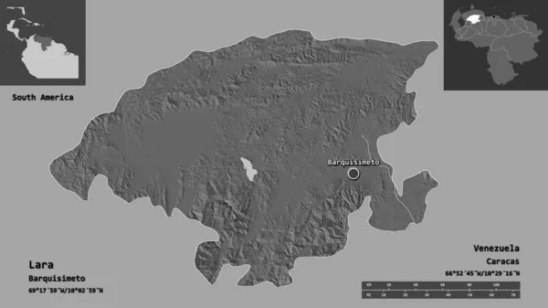 Tvar Lary Státu Venezuela Jeho Hlavního Města Měřítko Vzdálenosti Náhledy — Stock fotografie