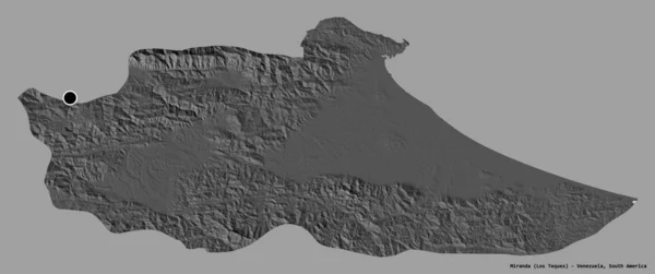 Форма Миранды Штата Венесуэла Столицей Изолированной Прочном Цветном Фоне Карта — стоковое фото