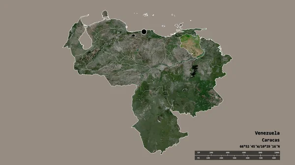 主要な地域部門と分離モンガス地域とベネズエラの荒廃した形 ラベル 衛星画像 3Dレンダリング — ストック写真