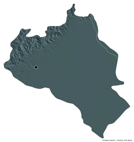 委内瑞拉的首都被白色背景隔离的委内瑞拉州的瓦莱萨的形状 彩色高程图 3D渲染 — 图库照片