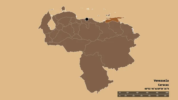 主要な地域部門と分離スクレー地域とベネズエラの荒廃した形 ラベル パターン化されたテクスチャの構成 3Dレンダリング — ストック写真