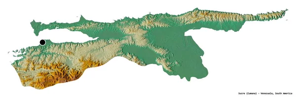 Alakja Sucre Venezuela Állam Tőke Elszigetelt Fehér Alapon Topográfiai Domborzati — Stock Fotó