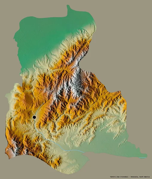 Vorm Van Tachira Staat Venezuela Met Hoofdstad Geïsoleerd Een Solide — Stockfoto