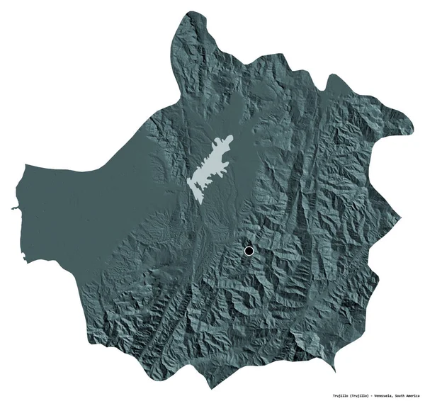 Форма Трухильо Штат Венесуэла Столицей Изолированной Белом Фоне Цветная Карта — стоковое фото