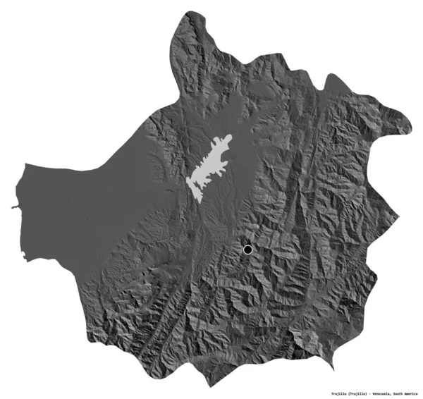 Форма Трухильо Штат Венесуэла Столицей Изолированной Белом Фоне Карта Рельефа — стоковое фото
