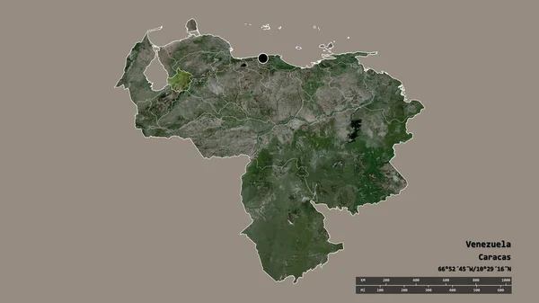 以首都 主要区域分部和分离的特鲁希略地区为首都的委内瑞拉的绝望面貌 卫星图像 3D渲染 — 图库照片