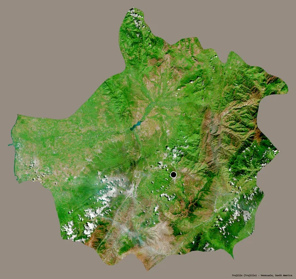 Forma Trujillo Estado Venezuela Com Sua Capital Isolada Fundo Cor — Fotografia de Stock