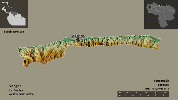 Form Von Vargas Dem Staat Venezuela Und Seiner Hauptstadt Entfernungsskala — Stockfoto