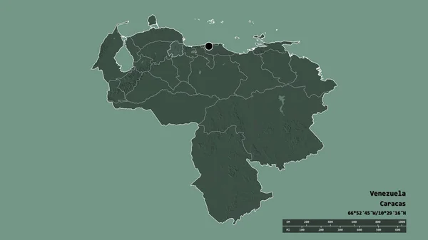 Forme Dénaturée Venezuela Avec Capitale Principale Division Régionale Région Séparée — Photo